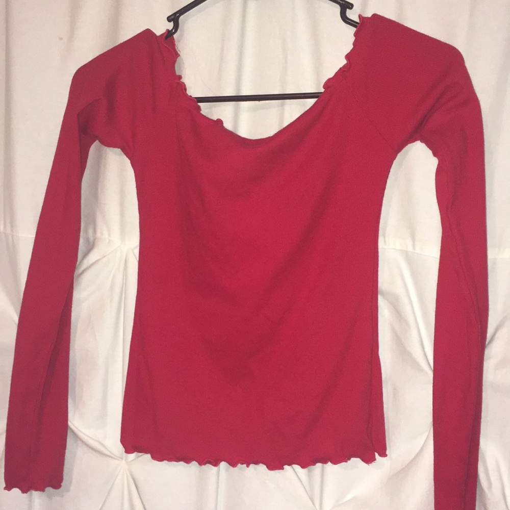 red off the shoulder top
